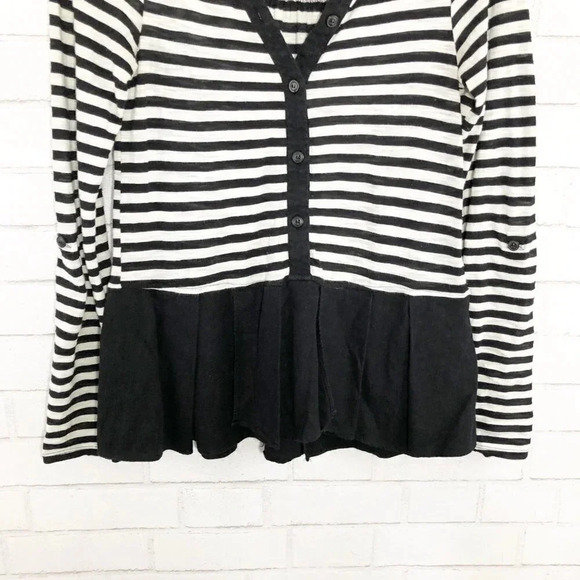 Postmark - Anthro Black & White Striped Peplum Top Women's Size Small - Picture 3 of 6